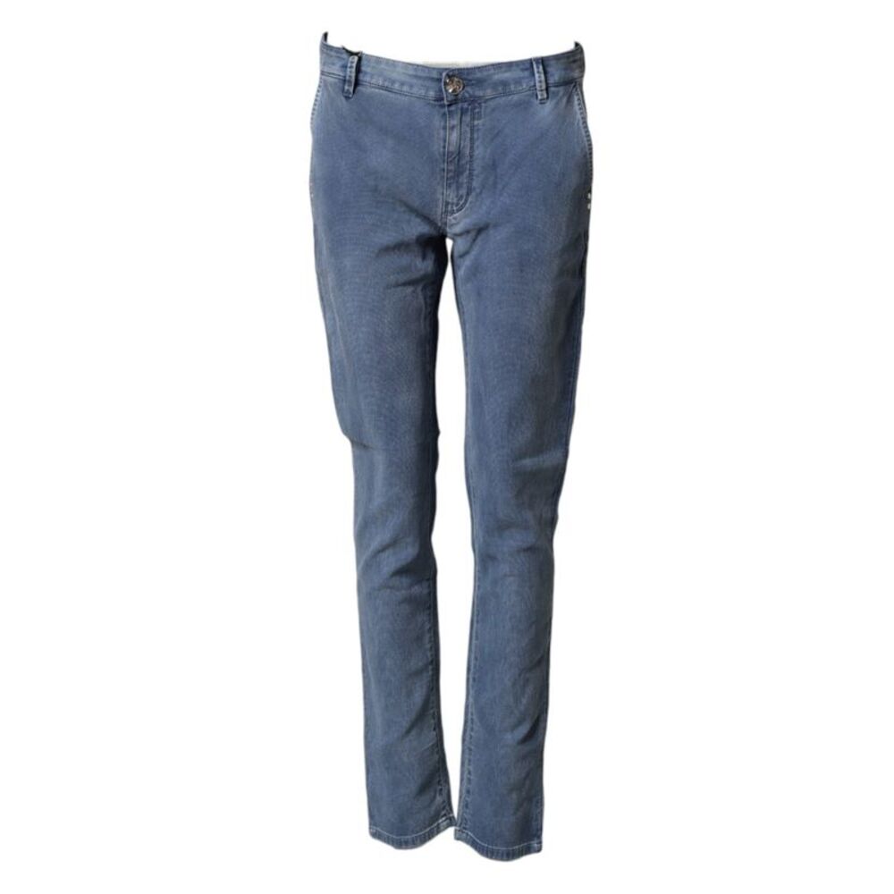 Nine In The Morning Blue Cotton Stretch Men Chino Trouser Men's Pants